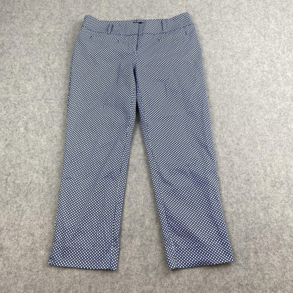 Ann Taylor Pants Womens 0 (29x23) Blue Devin Fit Crop Geometric Stretch Twill